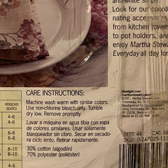 🏡🏡Martha Stewart Fabric Tablecloth Bundle 52 X 70 Oblong NWT Hydrangea - Picture 6 of 7